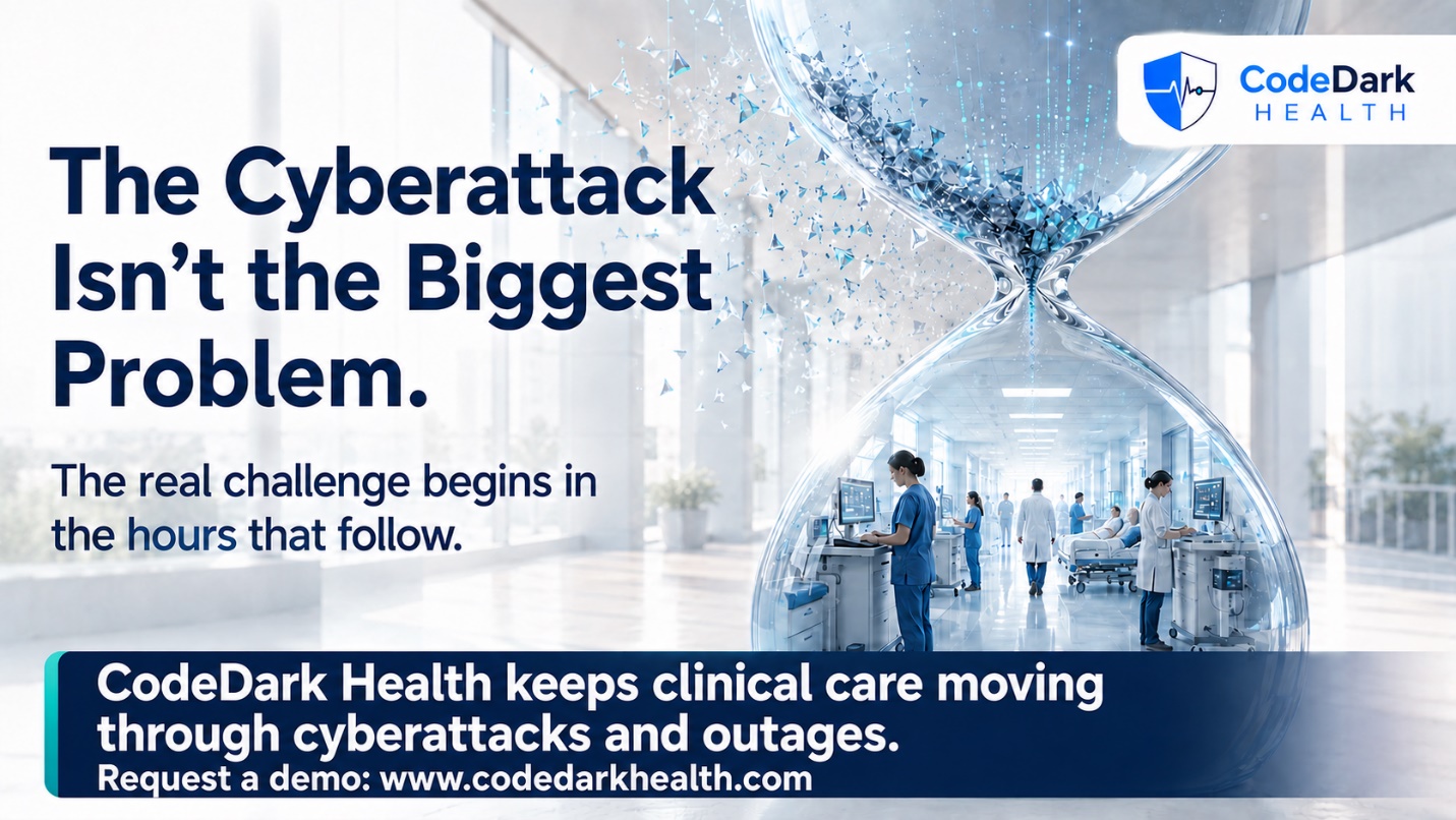 Hospital care team maintaining essential clinical workflows during cyberattack downtime