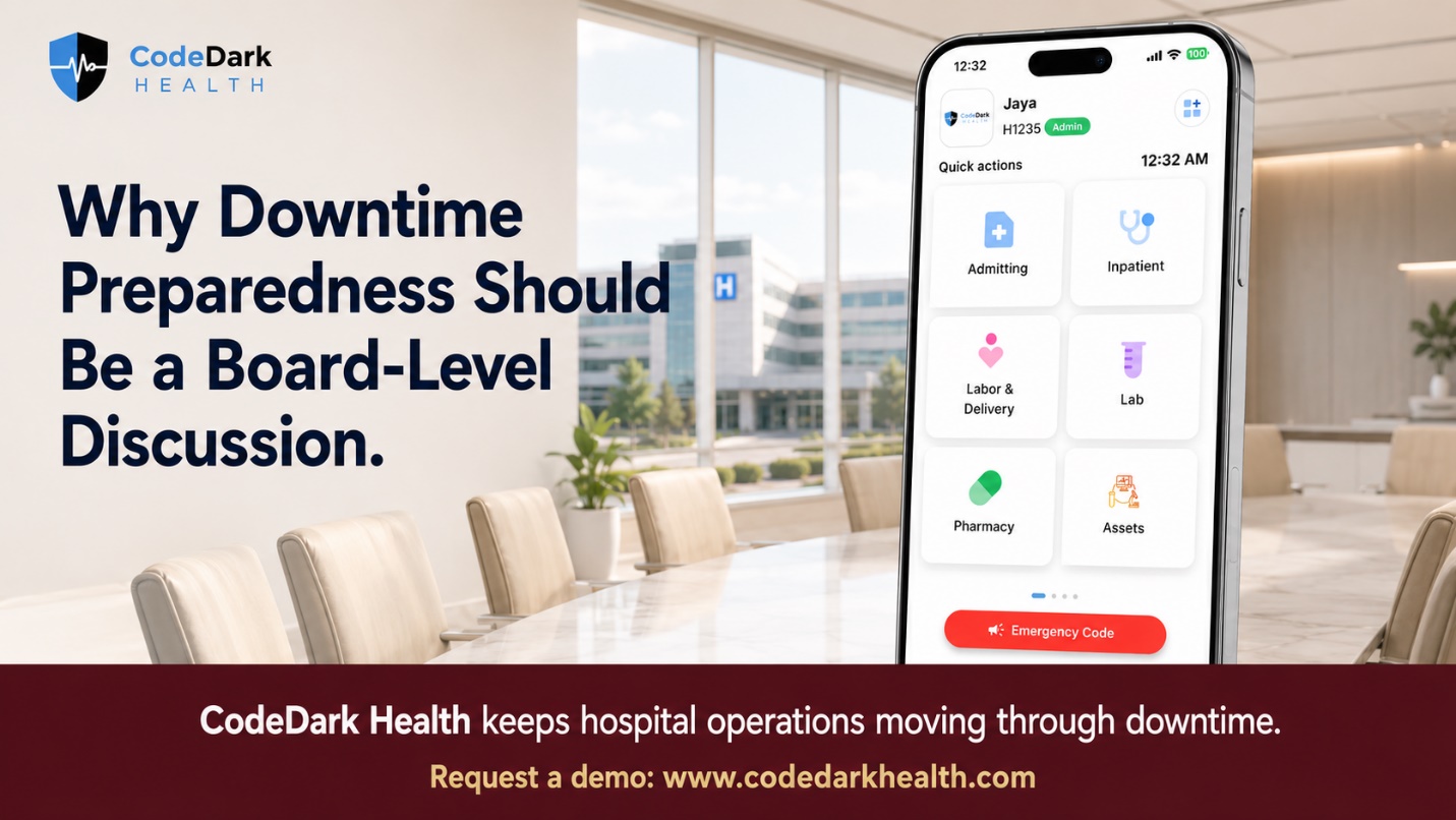 Hospital board discussing enterprise risk and downtime preparedness